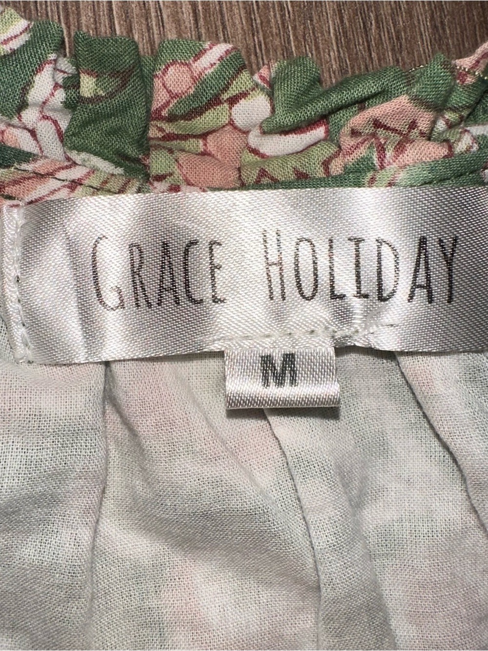 Grace Holiday Cotton Dress Botanical Floral Green Fully Lined Mini - Picture 5 of 6